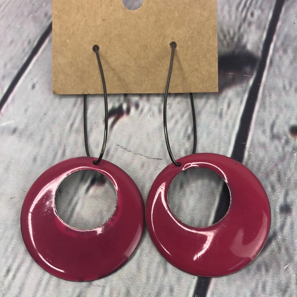 5/$25 Boho pink chunky open circle drop dangle earrings